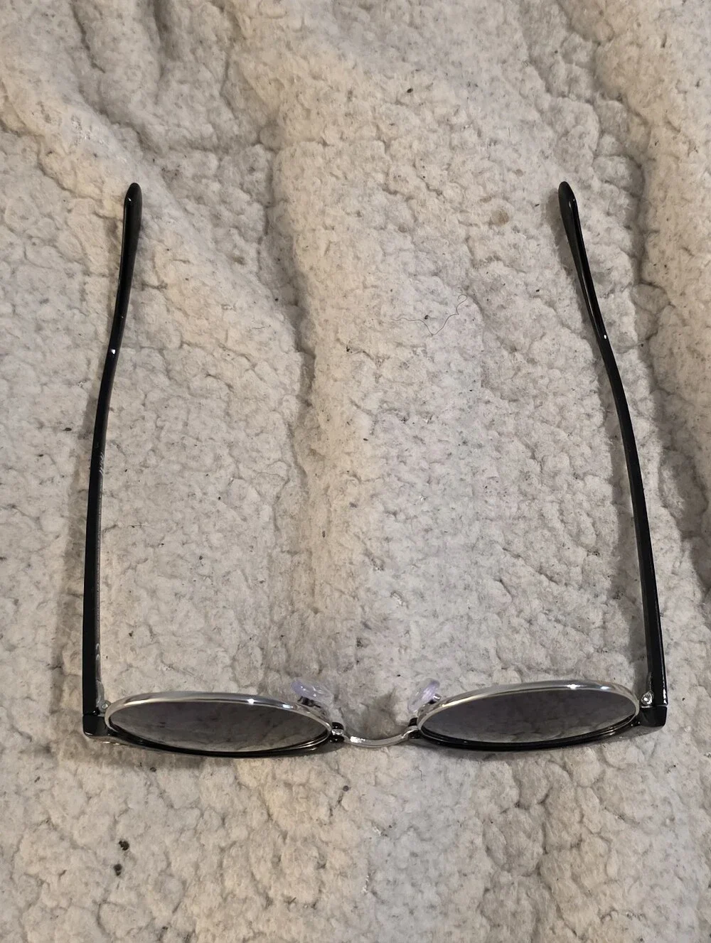 H&M Clubmaster Sunglasses Mens Black Silver Half Rim Browline Retro Dark Tint